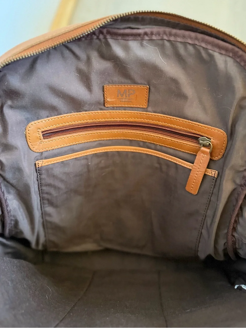 Marta Ponti Portugal Leather Backpack with rolling luggage strap